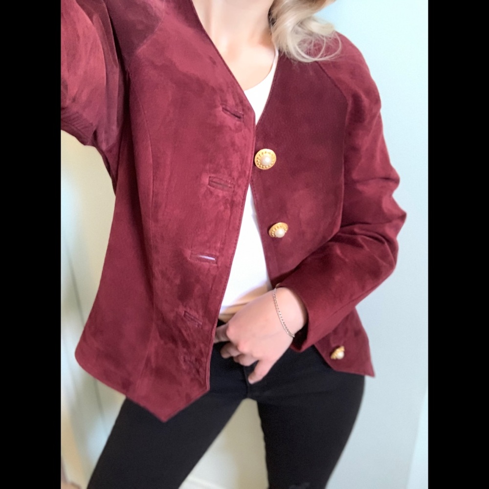 COPY - XS, Danier, vintage maroon leather jacket